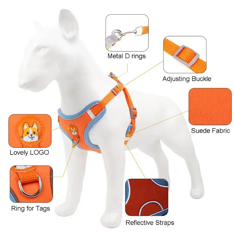 Adjustable Reflective Dog Harness Set