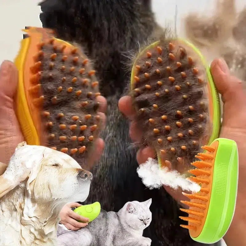 3 - in - 1 Steamy Grooming Brush - Poochi Paws