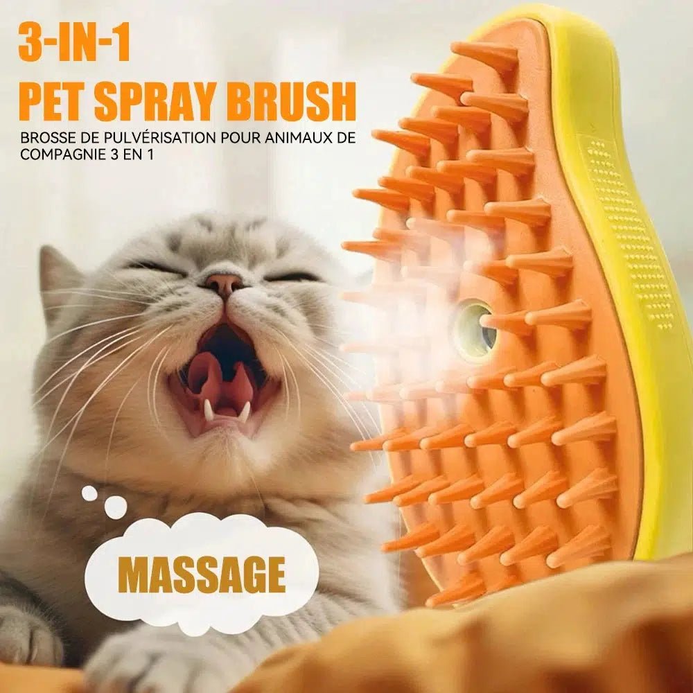 3 - in - 1 Steamy Grooming Brush - Poochi Paws