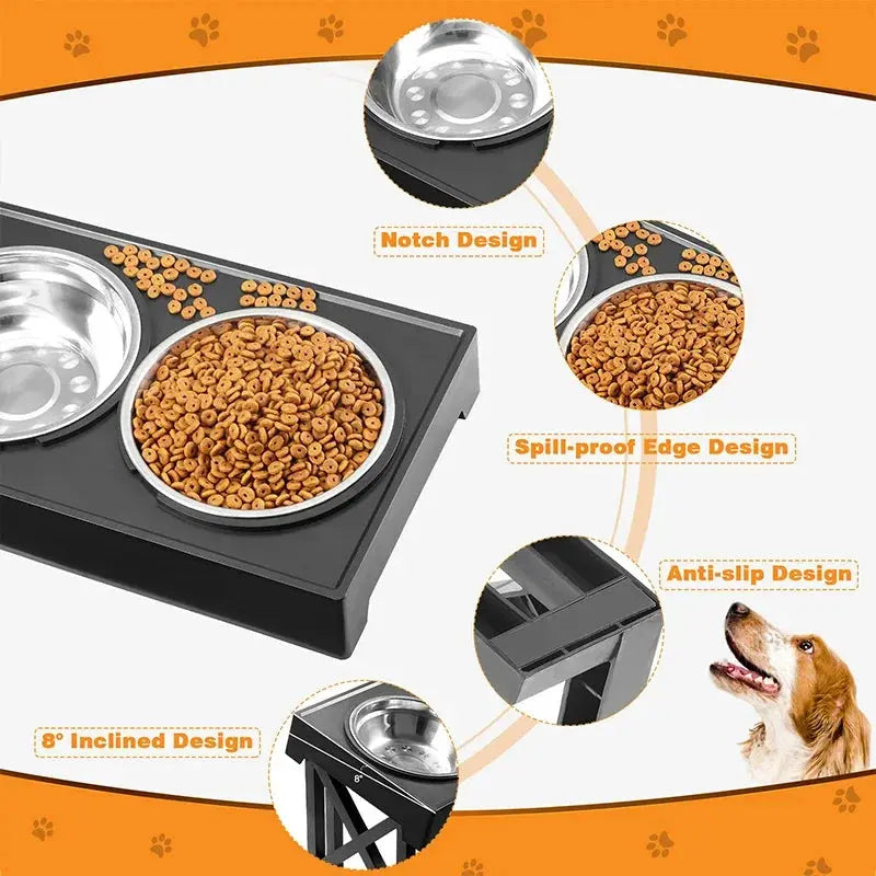 Adjustable Dog Elevated Bowl Stand with Mat AliExpress