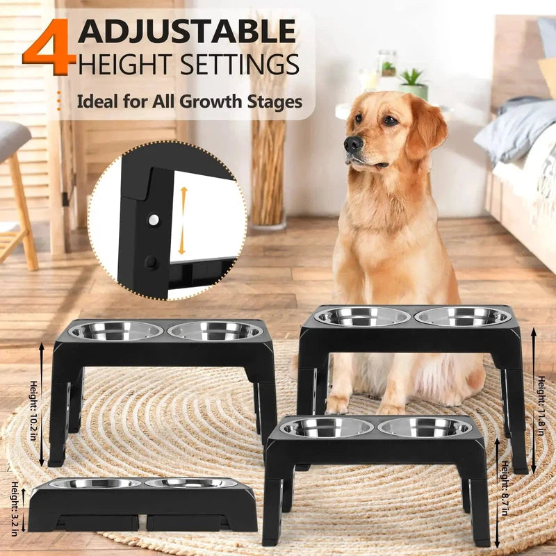 Adjustable Raised Dog Feeder with Double Bowls AliExpress