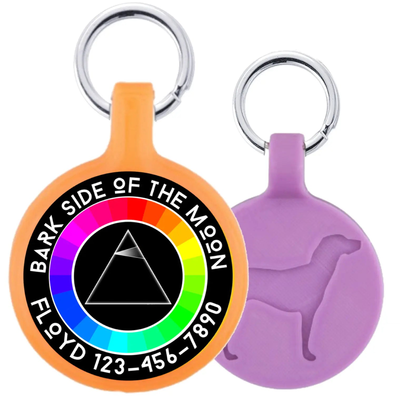 Bark Side of the Moon Pink Floyd Ecoplastic Pet ID Tag- Choose from Red Bittercress