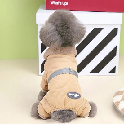 Cozy Fur Collar Dog Overalls with D-Ring AliExpress