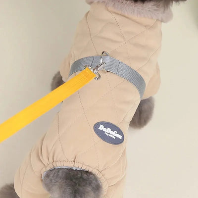 Cozy Fur Collar Dog Overalls with D-Ring AliExpress