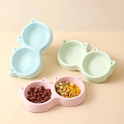 Cute Cat Face Double Bowl for Food & Water AliExpress