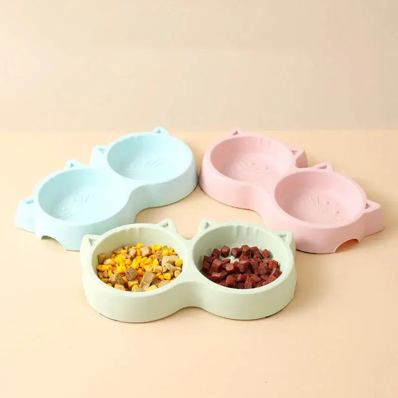 Cute Cat Face Double Bowl for Food & Water AliExpress