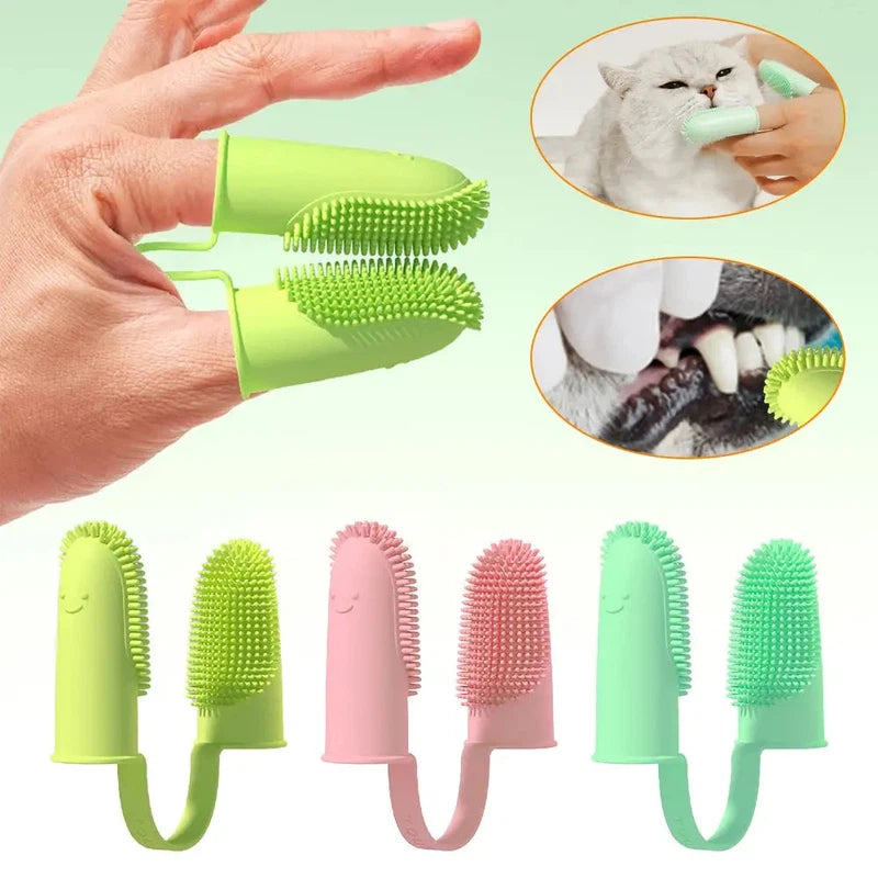 Double Finger Soft Dog And Cat Toothbrush for Fresh Breath AliExpress