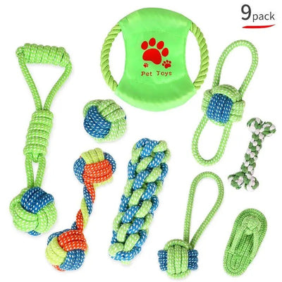 Fast Shipping 9 pcs Braided Cotton Rope Chew Toys Teal Zeus