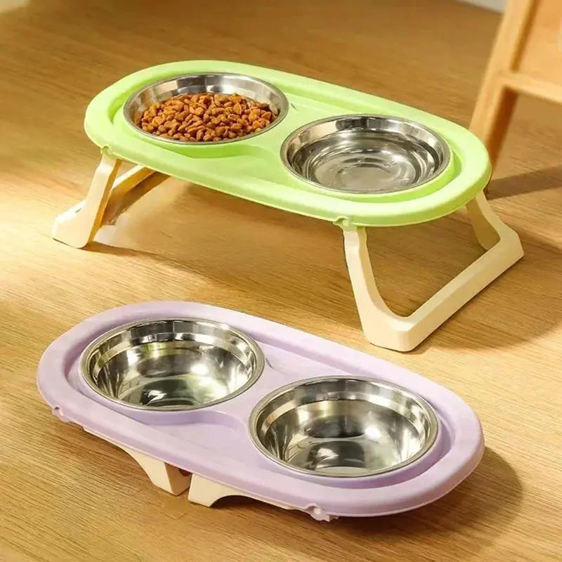 Foldable Double Pet Bowl with Stand AliExpress