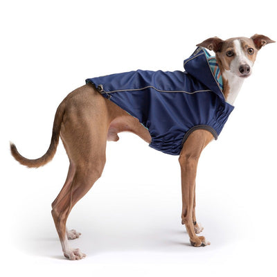 Reversible Elasto-Fit Navy Raincoat for Stylish Dogs Beige Antigone