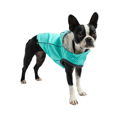 Reversible Neon Aqua & Iridescent Raincoat for Dogs Beige Antigone