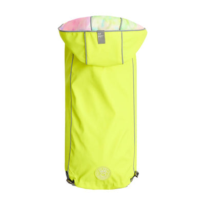 Neon Yellow & Tie-Dye Reversible Waterproof Dog Raincoat Beige Antigone