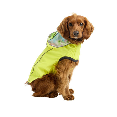 Neon Yellow & Tie-Dye Reversible Waterproof Dog Raincoat Beige Antigone