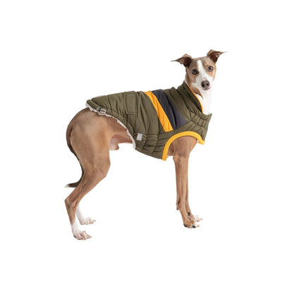 Alpine Puffer - Dark Khaki Stylish Warm Jacket for Dogs Beige Antigone