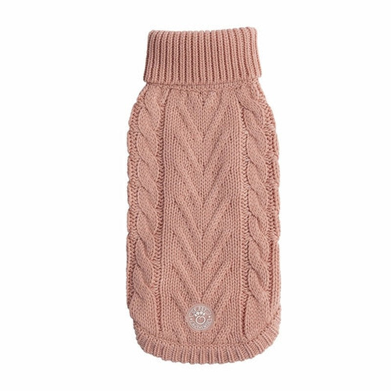 Chalet Sweater - Pink Chunky Knit for Cozy Canines Beige Antigone