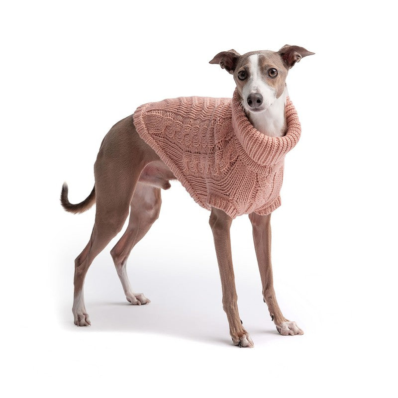 Chalet Sweater - Pink Chunky Knit for Cozy Canines Beige Antigone