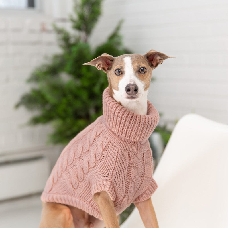 Chalet Sweater - Pink Chunky Knit for Cozy Canines Beige Antigone