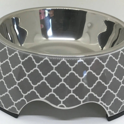 Modern Gray Medium Dog Bowl Plum Semele