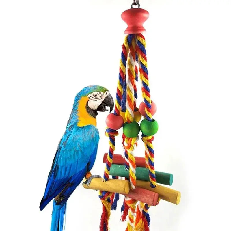 Parrot Chew Toy Swing with Cotton Rope and Wood AliExpress