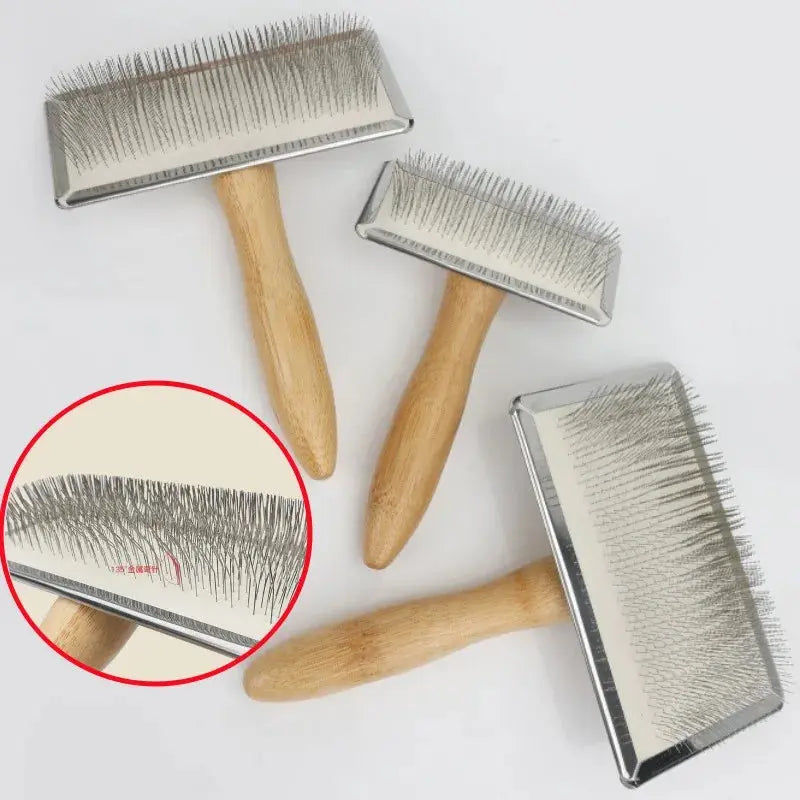 Premium Wooden Dog Brush with Stainless Steel Comb AliExpress