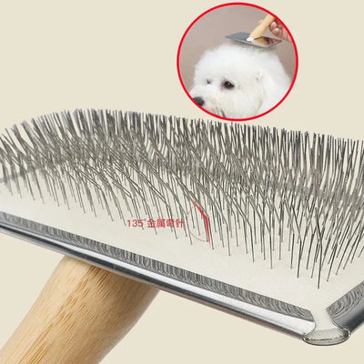 Premium Wooden Dog Brush with Stainless Steel Comb AliExpress