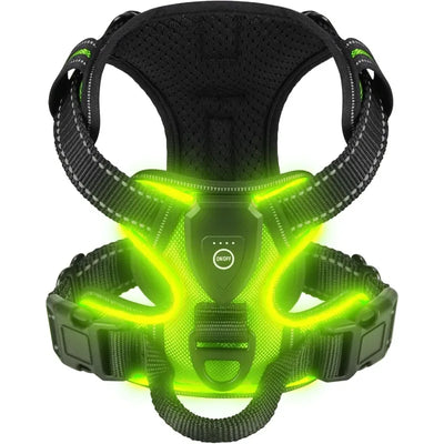 LED Glowing Luminous Dog Harnesses Essential for Dog Walking Safety at Night Dog Vest with Three LED Light Modes Rechargeable Poochi Paws