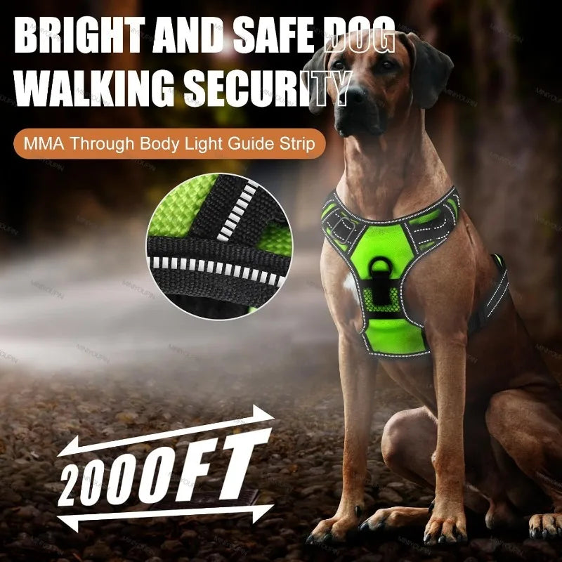 LED Glowing Luminous Dog Harnesses Essential for Dog Walking Safety at Night Dog Vest with Three LED Light Modes Rechargeable Poochi Paws