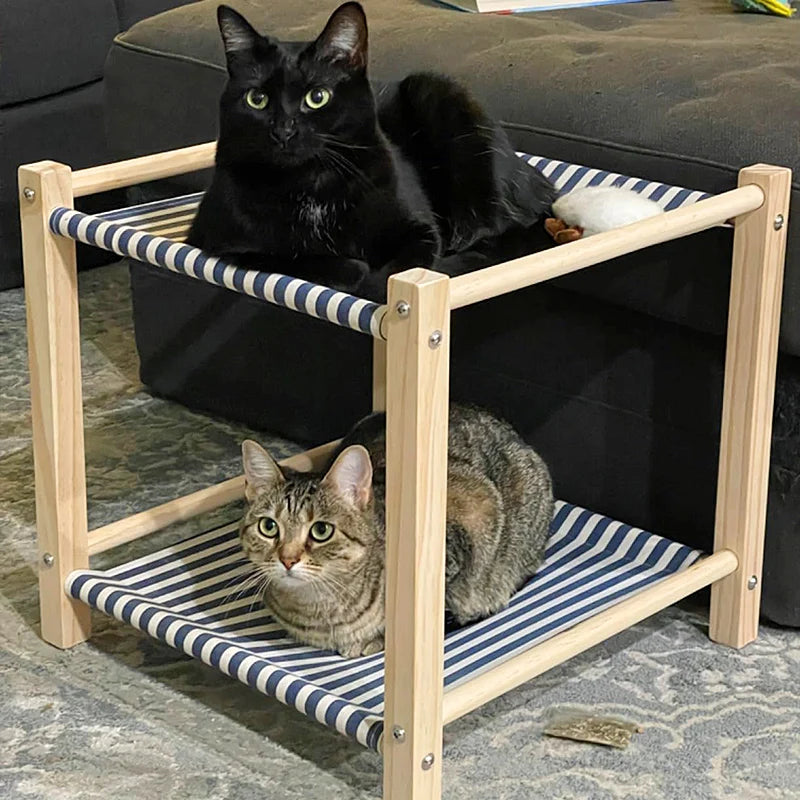 Elevated Cat Hammock Bed with Pine Wood Structure AliExpress