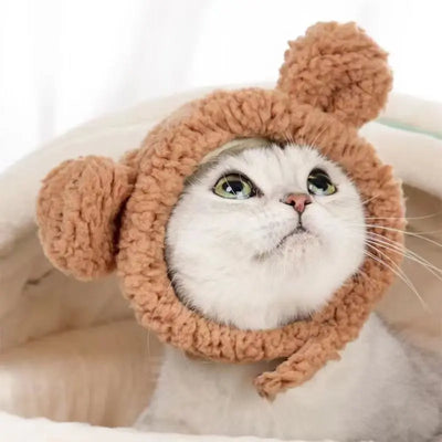 Cute Bear Rabbit Hooded Pet Cat Dog Accessories Cosplay Cat Hat Winter Lovely New Year Puppy Headgear Soft Velvet Pets Supplies Poochi Paws