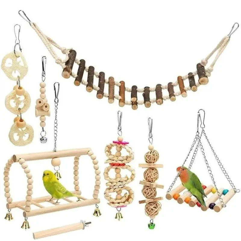 8-Piece Parrot Training and Play Toy Set - Poochi Paws