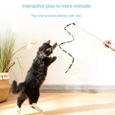 Rainbow Stripes Interactive Cat Toy with Bell AliExpress