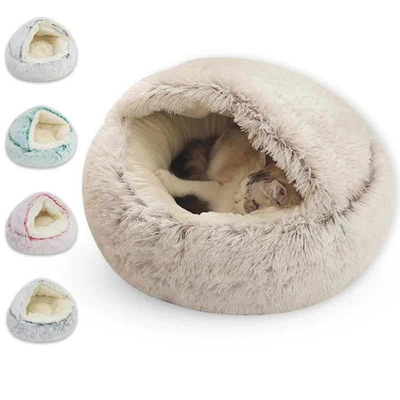 Soft Plush Cat Bed with Warm Cover AliExpress