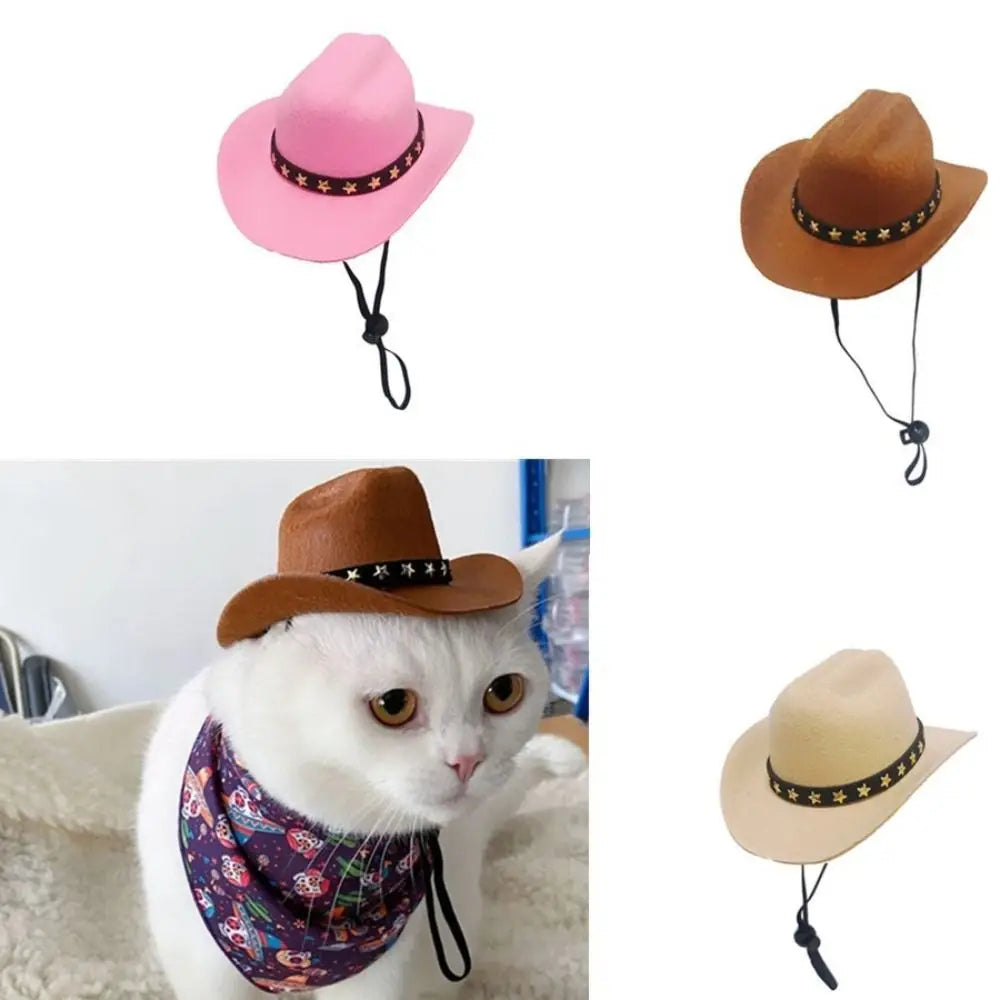 Adjustable Funny Pet Dog Hat Outdoor Summer Pet Accessories Dogs Cats Headwear Cowboy Hats Dog Cat Poochi Paws