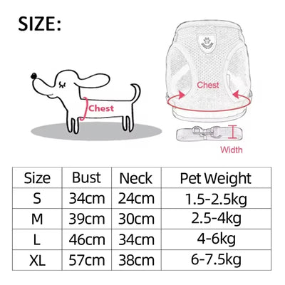 Adjustable Mesh Dog Harness Set