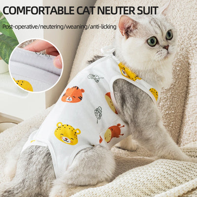 Animal Print Cat Recovery Suit – Pure Cotton AliExpress