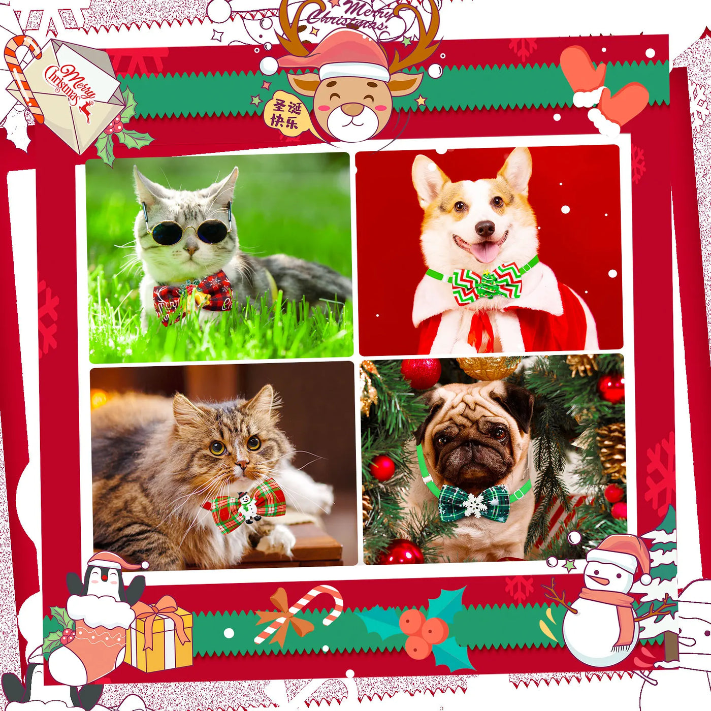 Christmas Dog & Cat Bowtie Set AliExpress