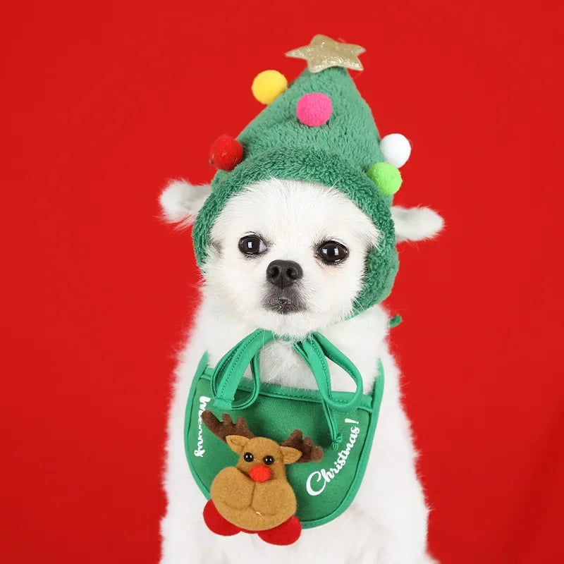 Christmas Pet Cat Dog Hat Santa Small Puppy Xmas Holiday Costume Ornaments Cosplay Props Caps 2025 Christmas Party Pet Supplies Poochi Paws