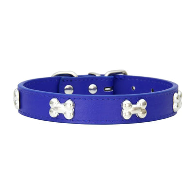 Durable Leather Bone Dog Collar