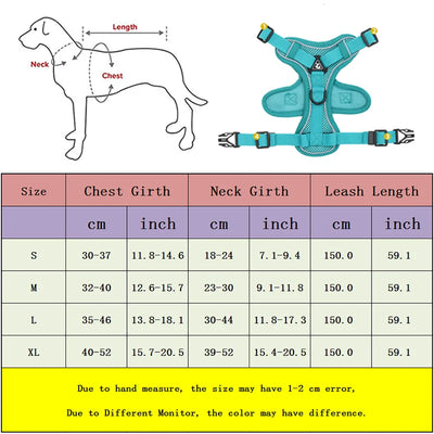 Adjustable Dog Harness Leash Set