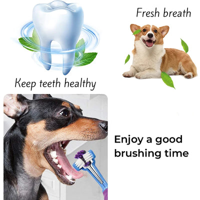 Three-Sided Pet Toothbrush