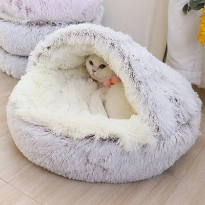 2-in-1 Cozy Plush Pet Bed Nest for Cats & Dogs AliExpress