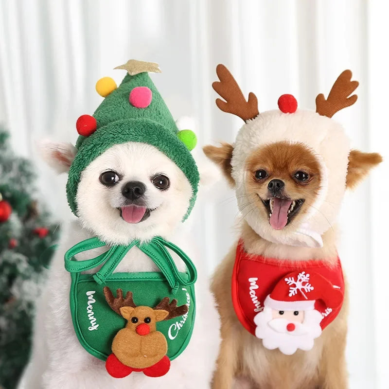 Christmas Pet Cat Dog Hat Santa Small Puppy Xmas Holiday Costume Ornaments Cosplay Props Caps 2025 Christmas Party Pet Supplies Poochi Paws