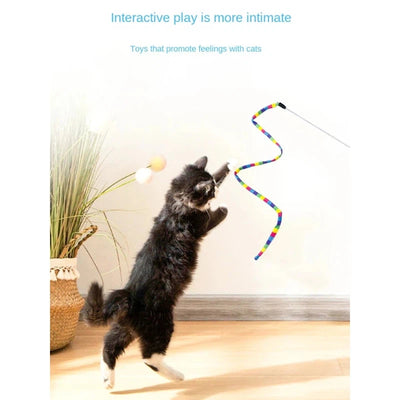 Rainbow Stripes Interactive Cat Toy with Bell AliExpress