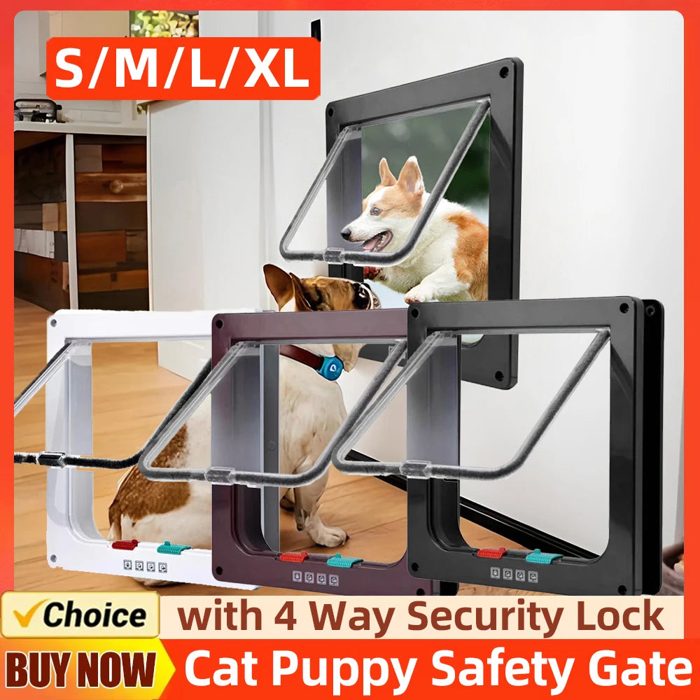 4-Way Security Lock Pet Door for Dogs & Cats AliExpress