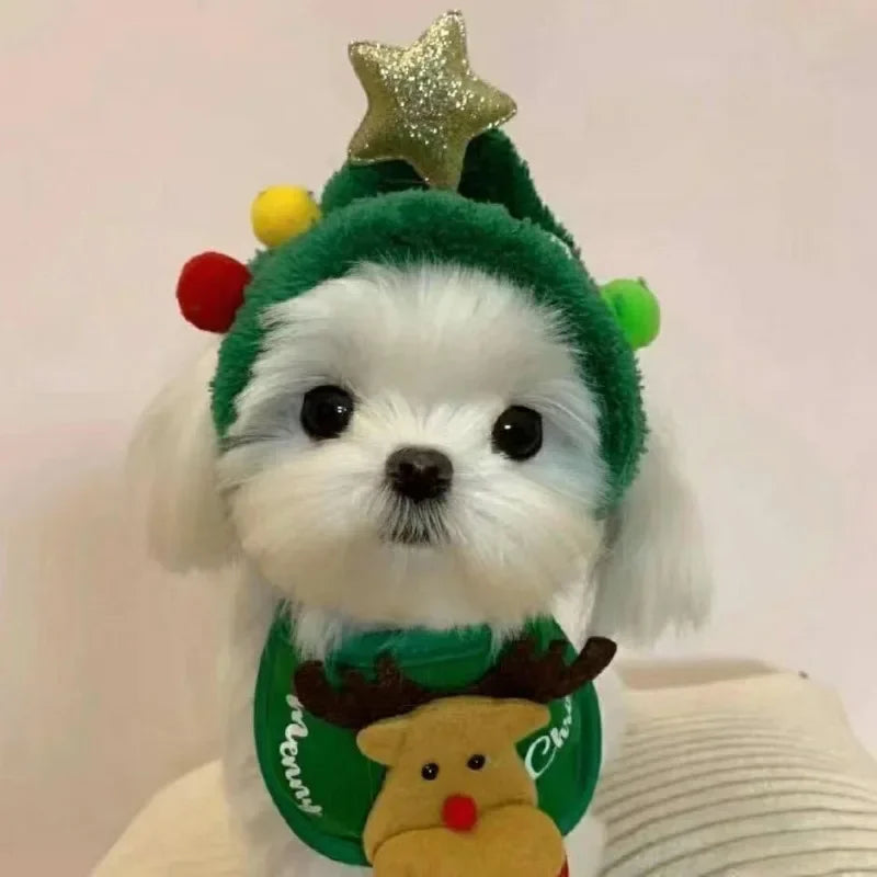 Christmas Pet Cat Dog Hat Santa Small Puppy Xmas Holiday Costume Ornaments Cosplay Props Caps 2025 Christmas Party Pet Supplies Poochi Paws