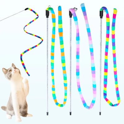 Rainbow Stripes Interactive Cat Toy with Bell AliExpress