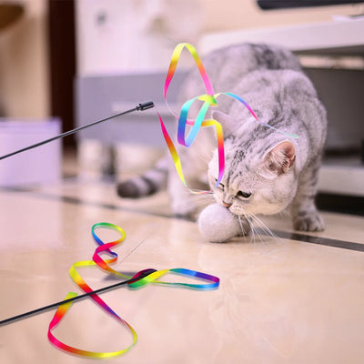 3-Piece Rainbow Cat Teaser Wand Set AliExpress