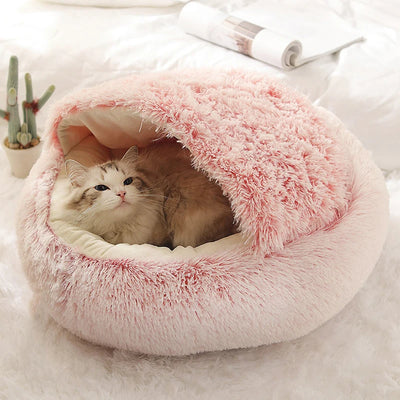 Soft Plush Cat Bed with Warm Cover AliExpress