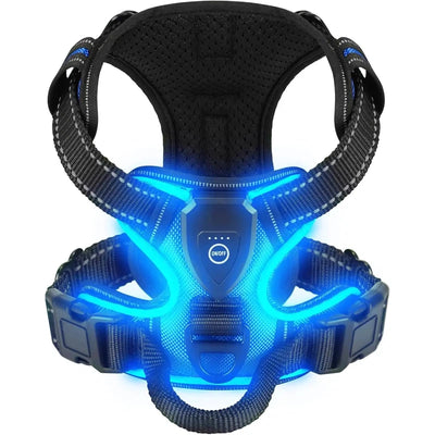 LED Glowing Luminous Dog Harnesses Essential for Dog Walking Safety at Night Dog Vest with Three LED Light Modes Rechargeable Poochi Paws