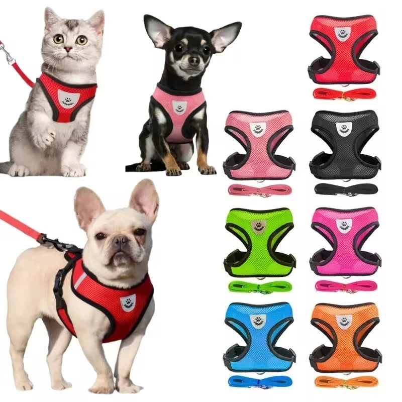 Adjustable Mesh Dog Harness Set